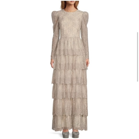ANTONIO MELANI Dresses & Skirts - NWT Antonio Melani × Born on Fifth Clara Metallic
Tiered Ruffle Maxi Dress US 2